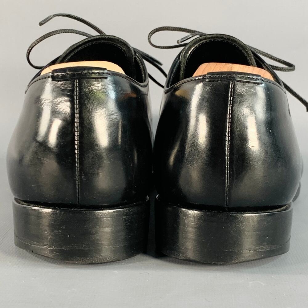 PRADA Size 7 Black Perforated Leather Derby Lace-Up Shoes - Picture 3 of 10